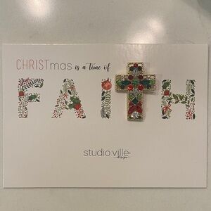 Elegant Jewel-Studded Cross Brooch